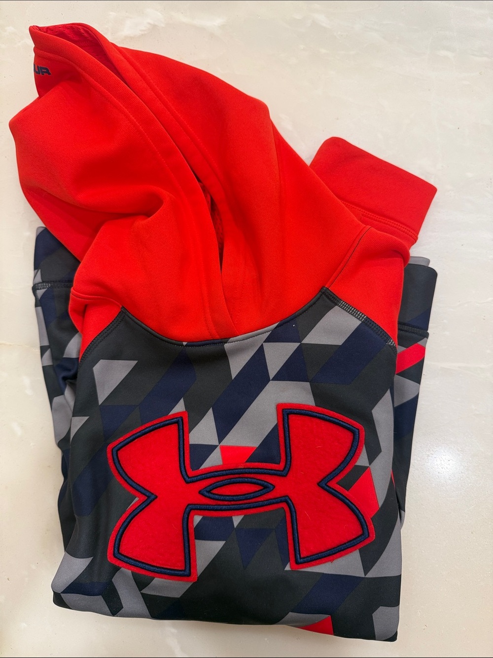 Under Armour Kids Red & Gray Geometric Hoodie
